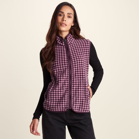 Firth Womens Gingham Midweight Microfleece Gilet - Mauve Gingham - Image 3