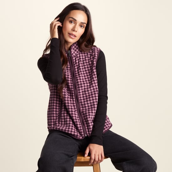 Firth Womens Gingham Midweight Microfleece Gilet - Mauve Gingham - Image 4