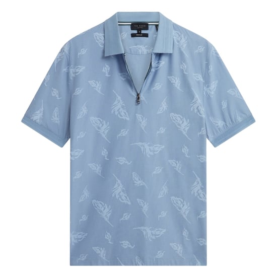 Ted Baker Neyack Feather Jacquard Zip Blå Pikétröja - Image 1