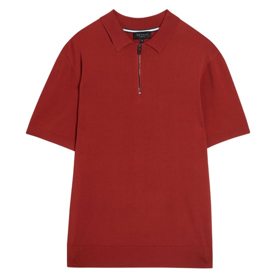 Ted Baker Daldin Rayon Zip Dark Brown Polo Shirt - Image 1