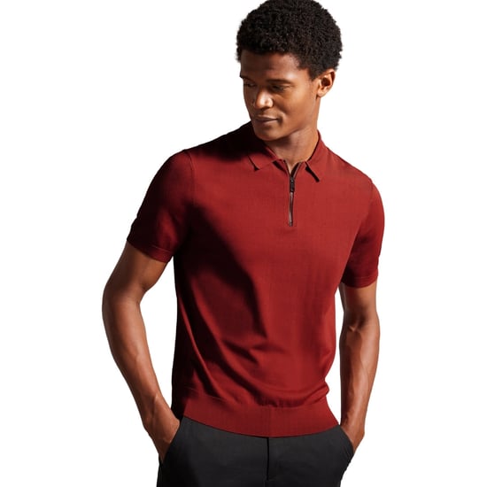 Ted Baker Daldin Rayon Zip Dark Brown Polo Shirt - Image 2