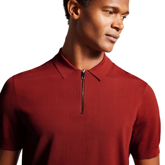 Ted Baker Daldin Rayon Zip Dark Brown Polo Shirt - Image 3