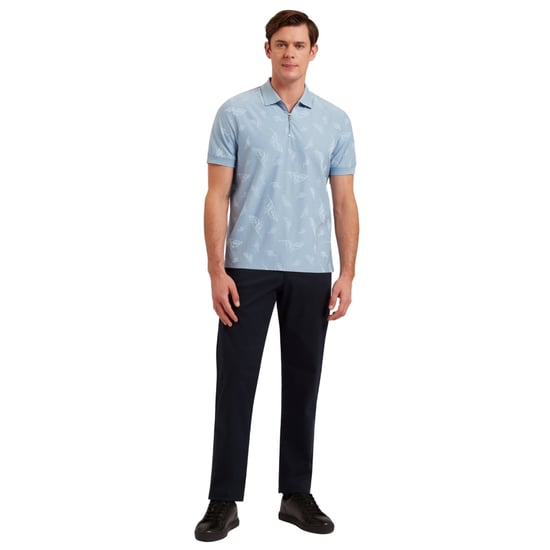 Ted Baker Neyack Feather Jacquard Zip Blå Pikétröja - Image 5