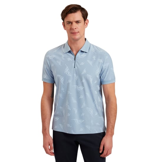 Ted Baker Neyack Feather Jacquard Zip Blå Pikétröja - Image 6