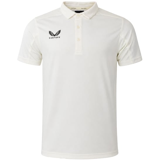 Castore Logo Mens Off White Cricket Polo Shirt - Image 1