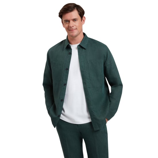 Ted Baker Shaww Delave Linen Dark Green Overshirt - Image 2