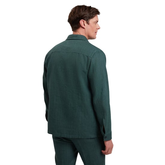 Ted Baker Shaww Delave Linen Dark Green Overshirt - Image 3
