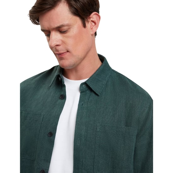 Ted Baker Shaww Delave Linen Dark Green Overshirt - Image 4