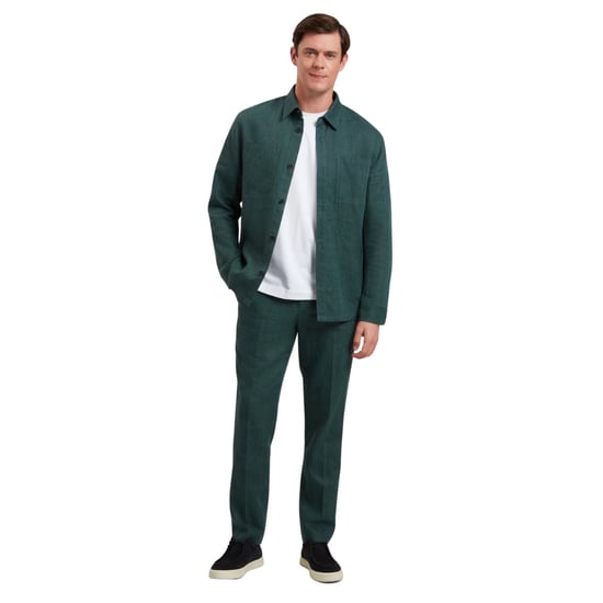 Ted Baker Shaww Delave Linen Dark Green Overshirt - Image 5