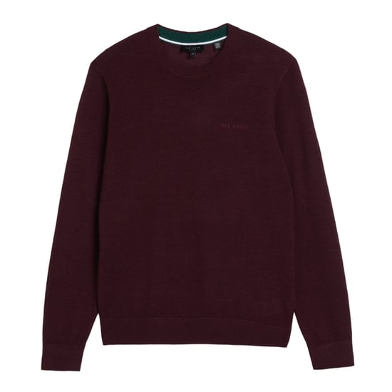 Ted Baker Liblo Merino Branded Crewneck Maroon Jumper - Image 1