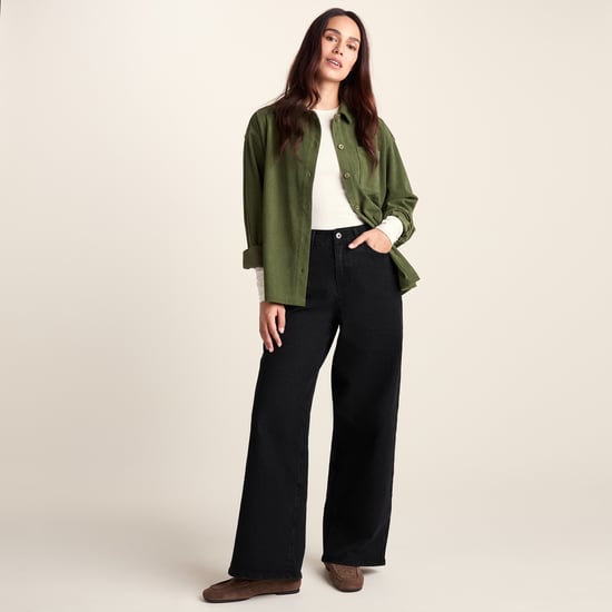 Harriet Womens High Rise Wide Leg Jeans - Black Denim - Image 1
