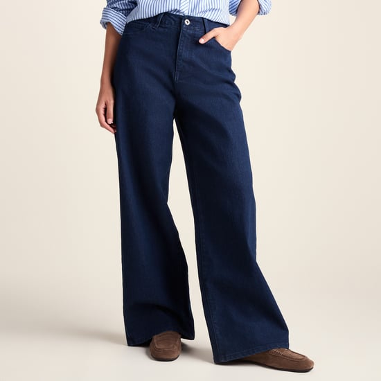 Harriet Womens High Rise Wide Leg Jeans - Indigo Blue - Image 3
