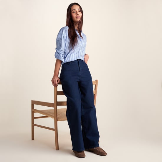 Harriet Womens High Rise Wide Leg Jeans - Indigo Blue - Image 4