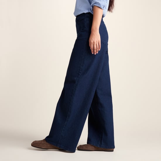 Harriet Womens High Rise Wide Leg Jeans - Indigo Blue - Image 6