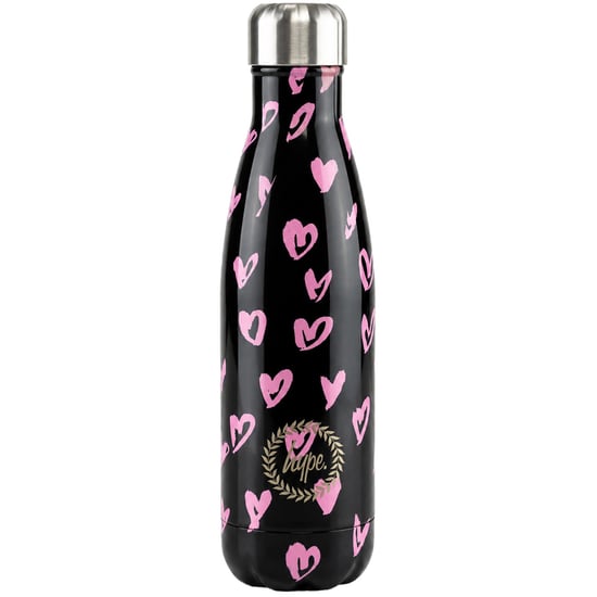 Hype 500ml Scribble Hearts Black/Pink Water Bottle - Image 1