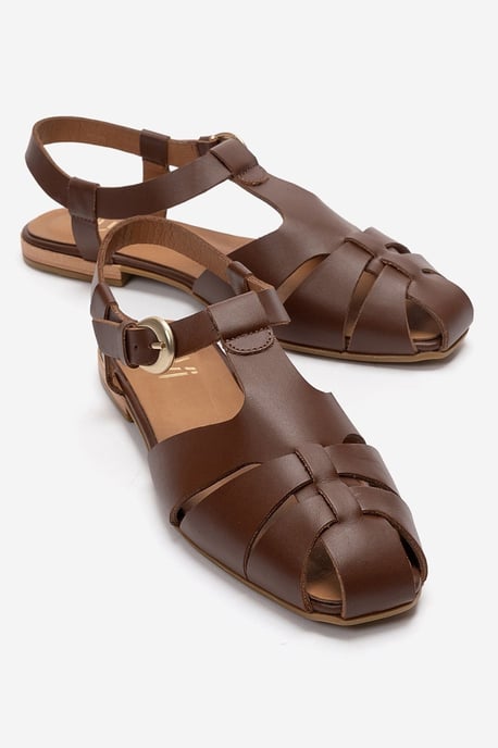 Jandor Läder Ankelrem Platt Sandal - Image 4