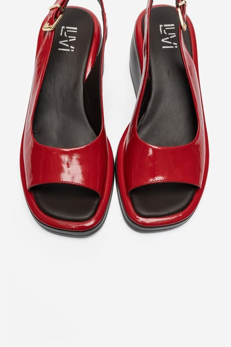 Orlena Läder Platform Kilklack Sandal - Image 2