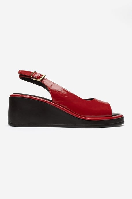 Orlena Läder Platform Kilklack Sandal - Image 4