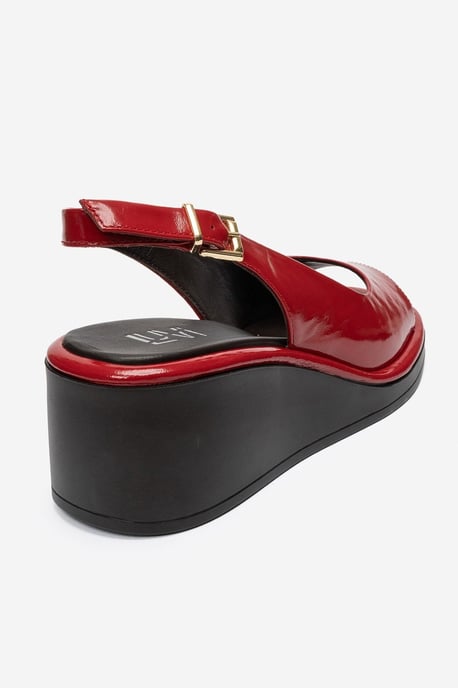 Orlena Läder Platform Kilklack Sandal - Image 5