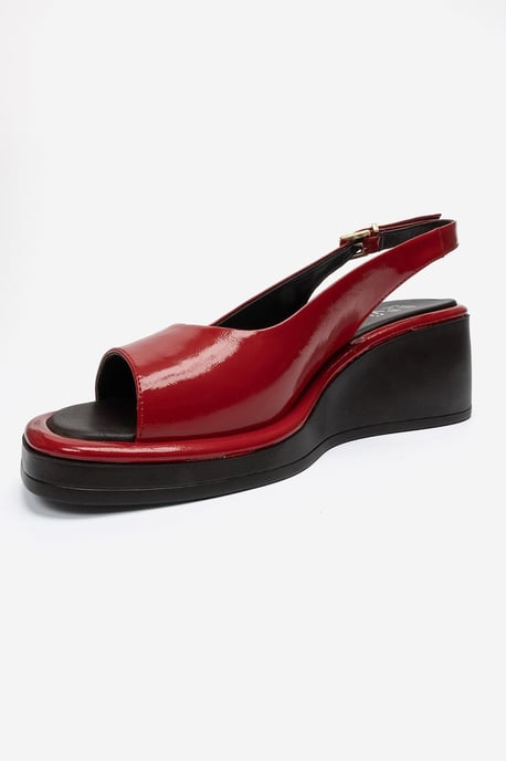 Orlena Läder Platform Kilklack Sandal - Image 6