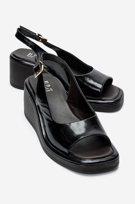 Orlena Läder Platform Kilklack Sandal - Image 4