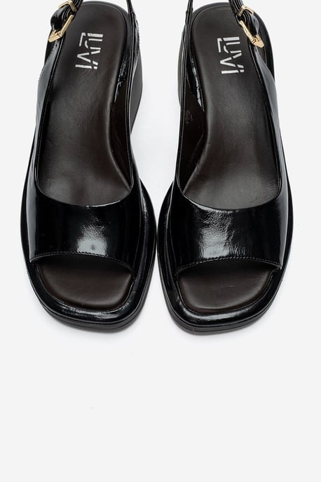 Orlena Läder Platform Kilklack Sandal - Image 5