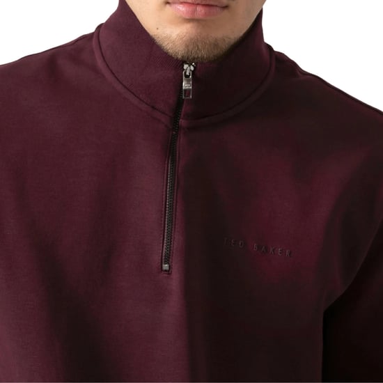 Ted Baker Actosj Branded Quarter Zip Maroon Sweater - Image 5