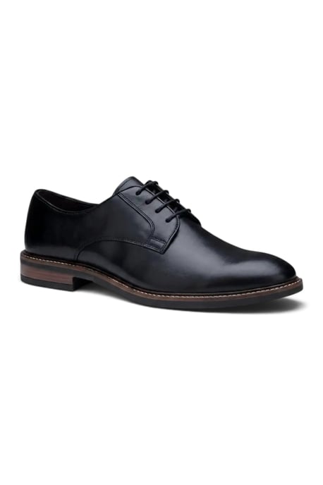 John White Men's Black Leather Plain Toe Derby Lace-Up Shoes - Tanner - Image 2