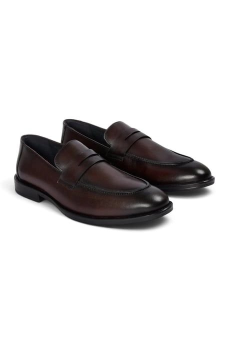 Paul Andrew heren penny loafers van bruin leer met moc toe-neus - Ted - Image 2