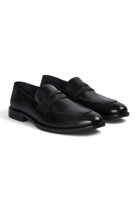Paul Andrew heren penny loafers van zwart leer met moc toe-neus - Ted - Image 2