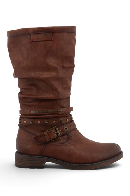 Womens Cognac Brown Faux Leather Mid-Calf Slouch Riding Boots - M0052003 - Image 1
