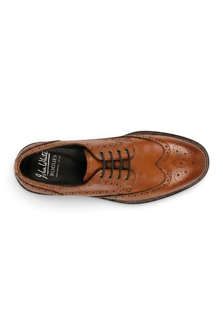 John White Men's Tan Leather Wingtip Brogue Lace-Up Shoes-Stokes - Image 2