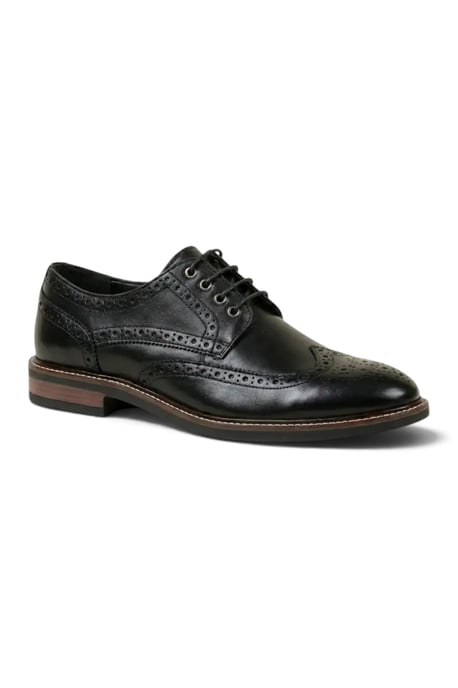 John White Men's Black Leather Wingtip Brogue Lace-Up Shoes-Stokes - Image 2