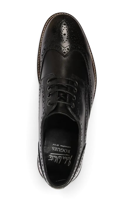 John White Men's Black Leather Wingtip Brogue Lace-Up Shoes-Stokes - Image 4