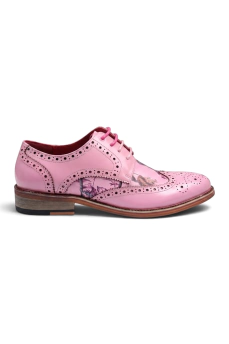Justin Reess Roze Gebloemde Brogues Brogues Heren - Wolf - Image 1
