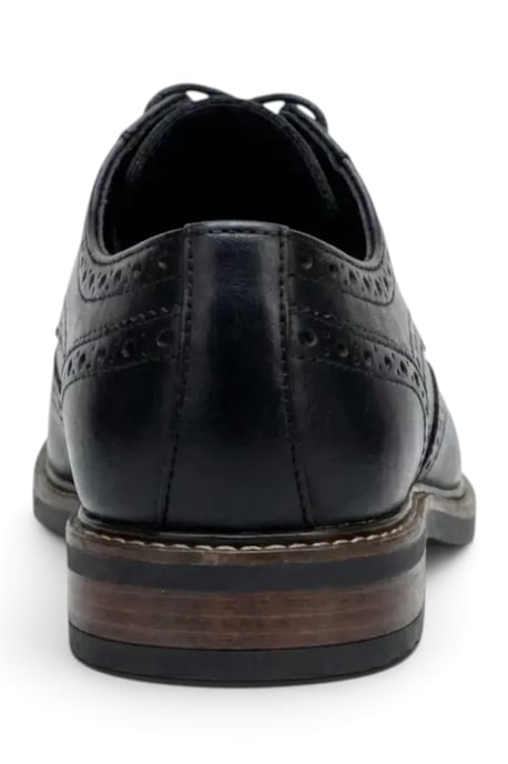John White Men's Black Leather Wingtip Brogue Lace-Up Shoes-Stokes - Image 5