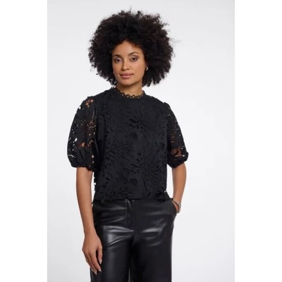 Rino & Pelle Chantalle.7002611 rino en pelle short balloon sleeve top black - Image 1