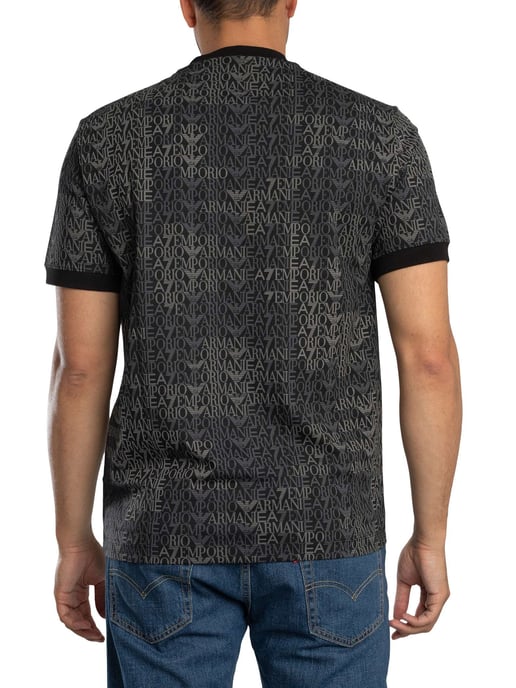 EA7 Normale Merkprint T-Shirt, Zwart - Image 3