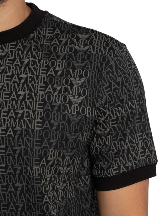 EA7 Normale Merkprint T-Shirt, Zwart - Image 4