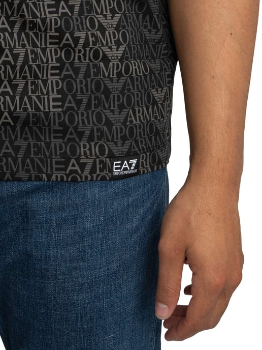 EA7 Normale Merkprint T-Shirt, Zwart - Image 5