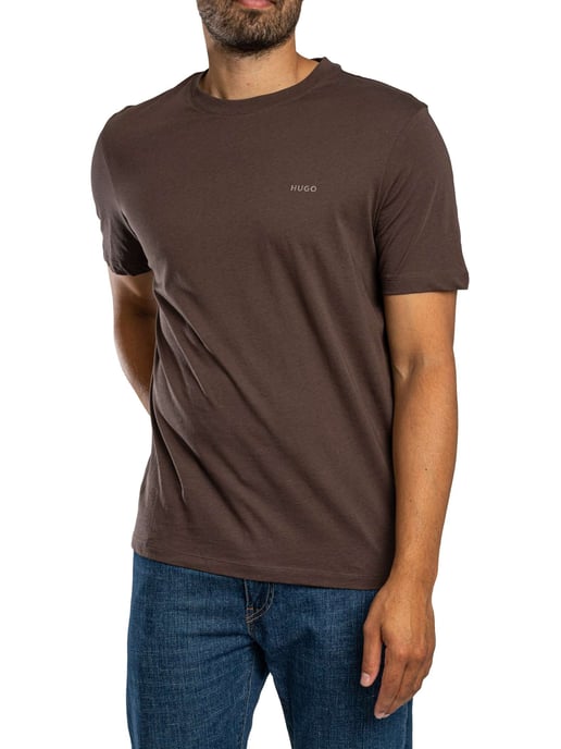 HUGO Dero222 T-Shirt Met Logo Op De Borst, Bruin - Image 2