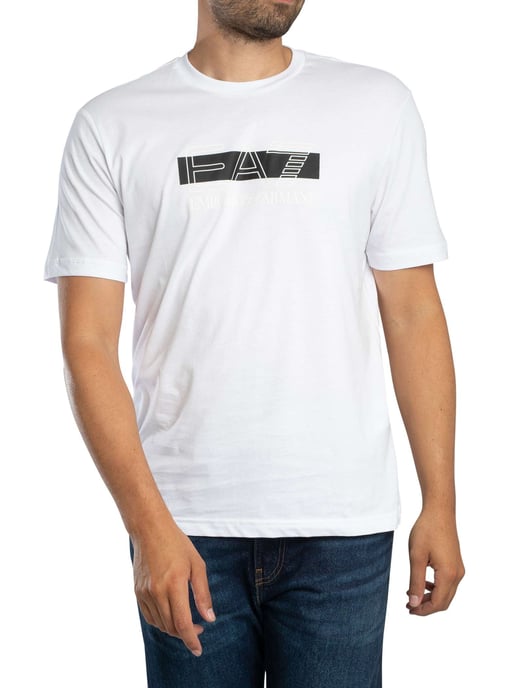 EA7 Merk Grafisch T-Shirt, Wit - Image 2