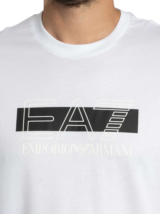 EA7 Merk Grafisch T-Shirt, Wit - Image 4