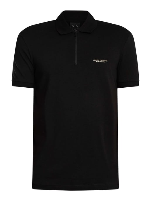Armani Exchange Slim Polo Shirt Met Logo En Rits, Zwart - Image 5