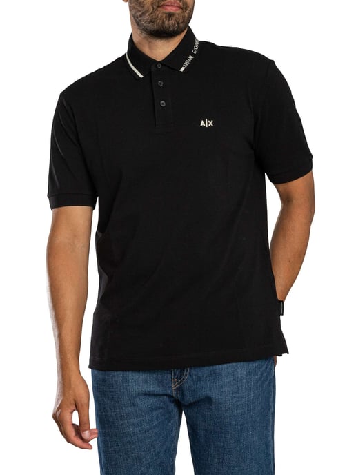 Armani Exchange Polo Shirt Met Opstaande Kraag, Zwart - Image 1