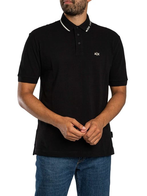 Armani Exchange Polo Shirt Met Opstaande Kraag, Zwart - Image 2