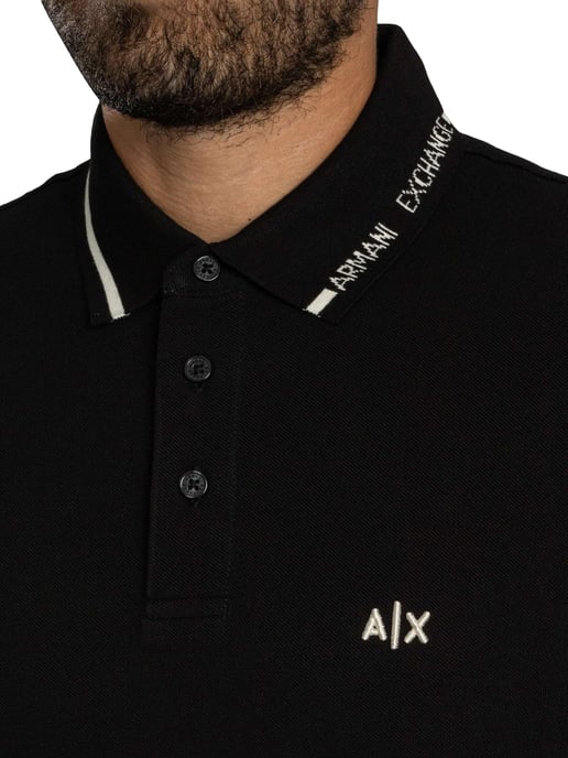 Armani Exchange Polo Shirt Met Opstaande Kraag, Zwart - Image 4