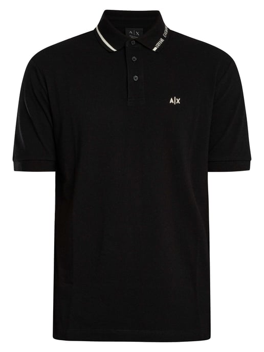 Armani Exchange Polo Shirt Met Opstaande Kraag, Zwart - Image 6