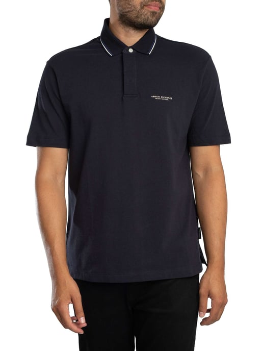 Armani Exchange Logo Polo Shirt, Blue - Image 1