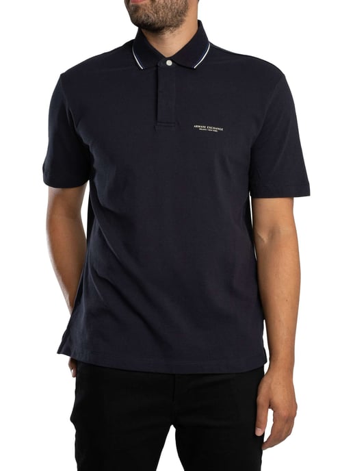 Armani Exchange Logo Polo Shirt, Blue - Image 2